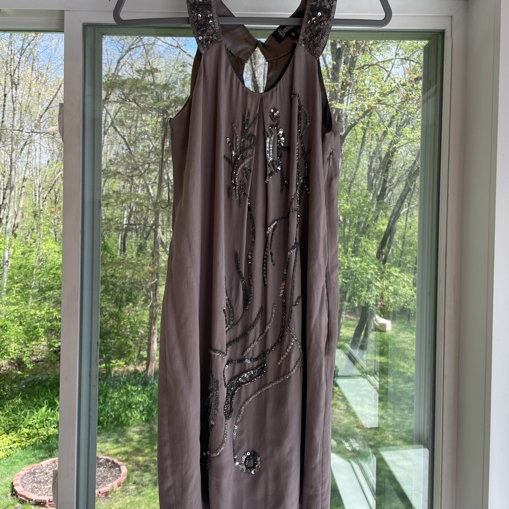 Brown Ruched Halter Sheath Dress
